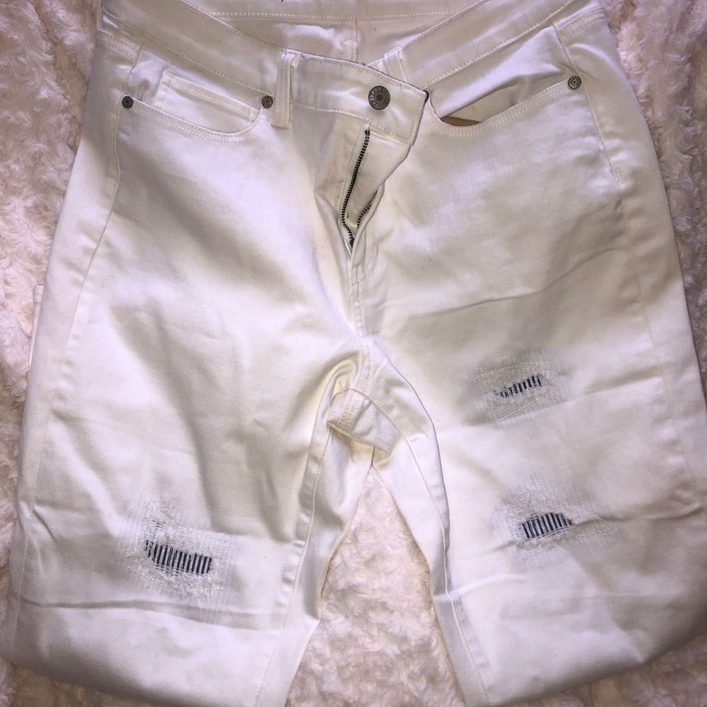 Talbots Straight Crop Curvy White Jeans